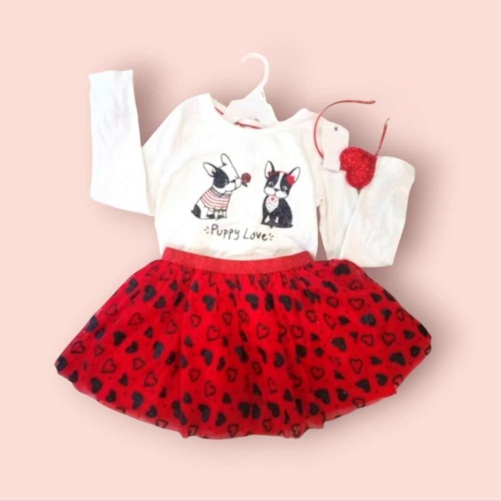 Isaac Mizrahi valentine puppy love tutu skirt & top  girls outfit